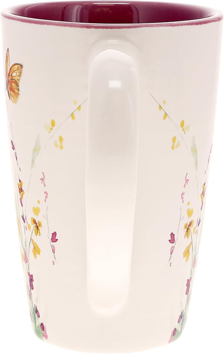 Pavilion 17 oz Floral Butterfly Ceramic Mug for Teachers