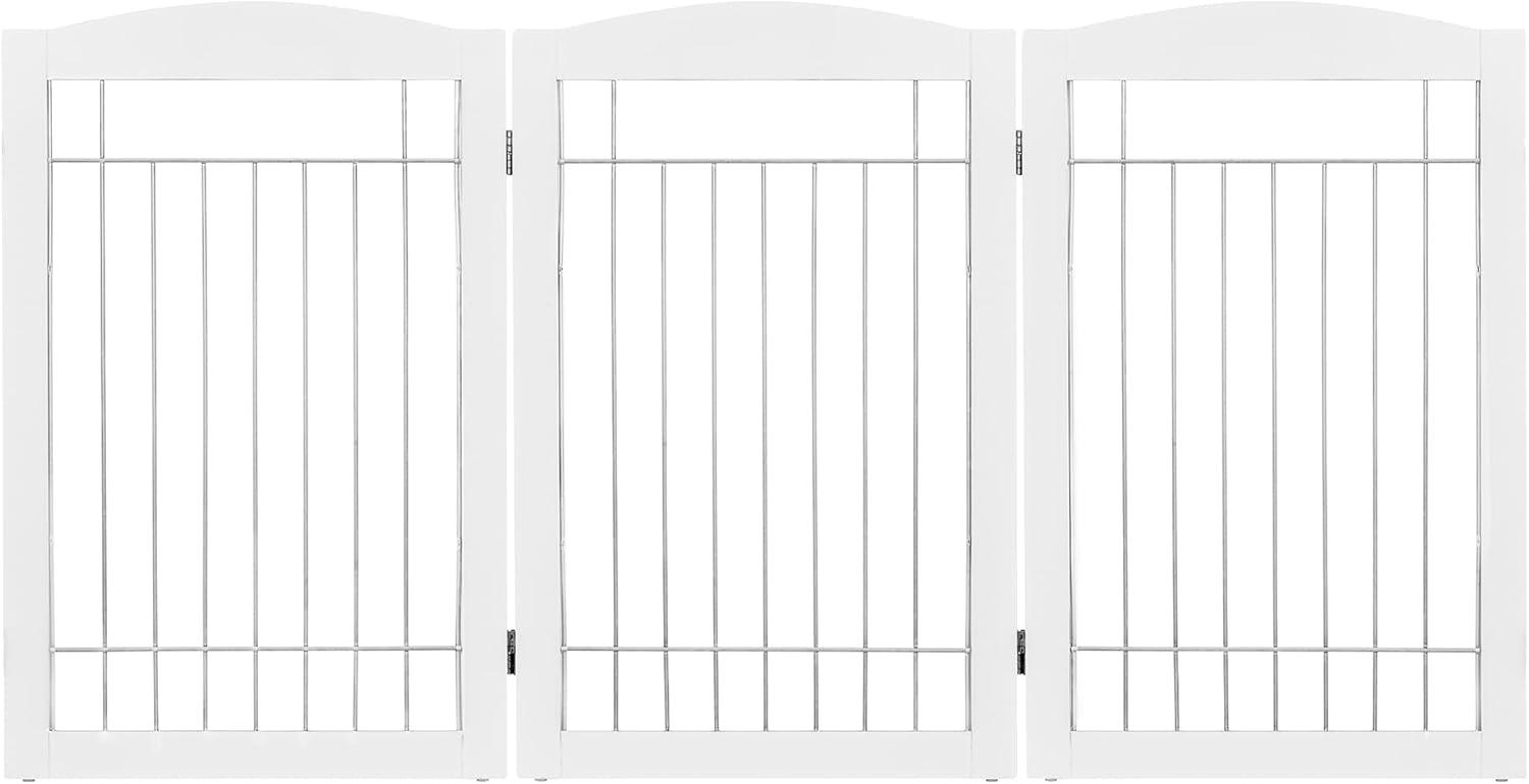 White Freestanding Foldable Pet Gate with Wire Panels