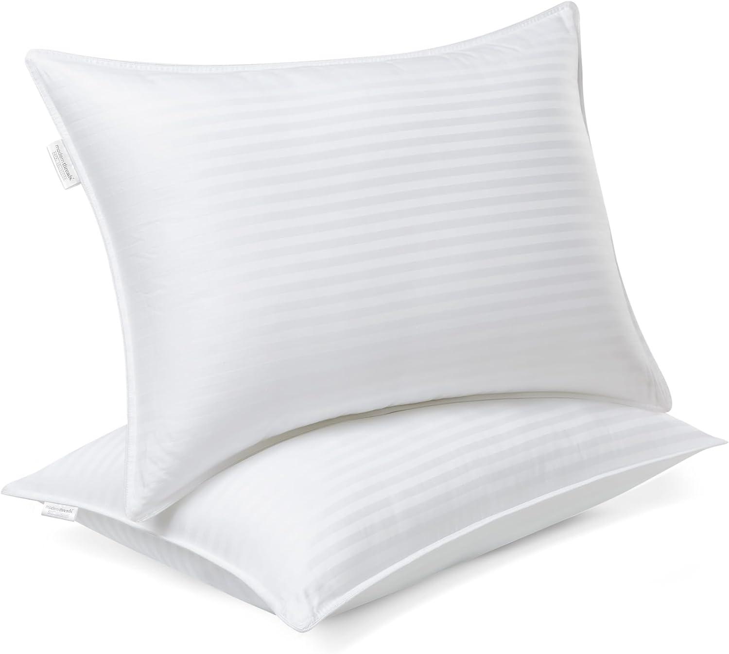 King Size White Cotton Down Alternative Sleeping Pillows, Set of 2