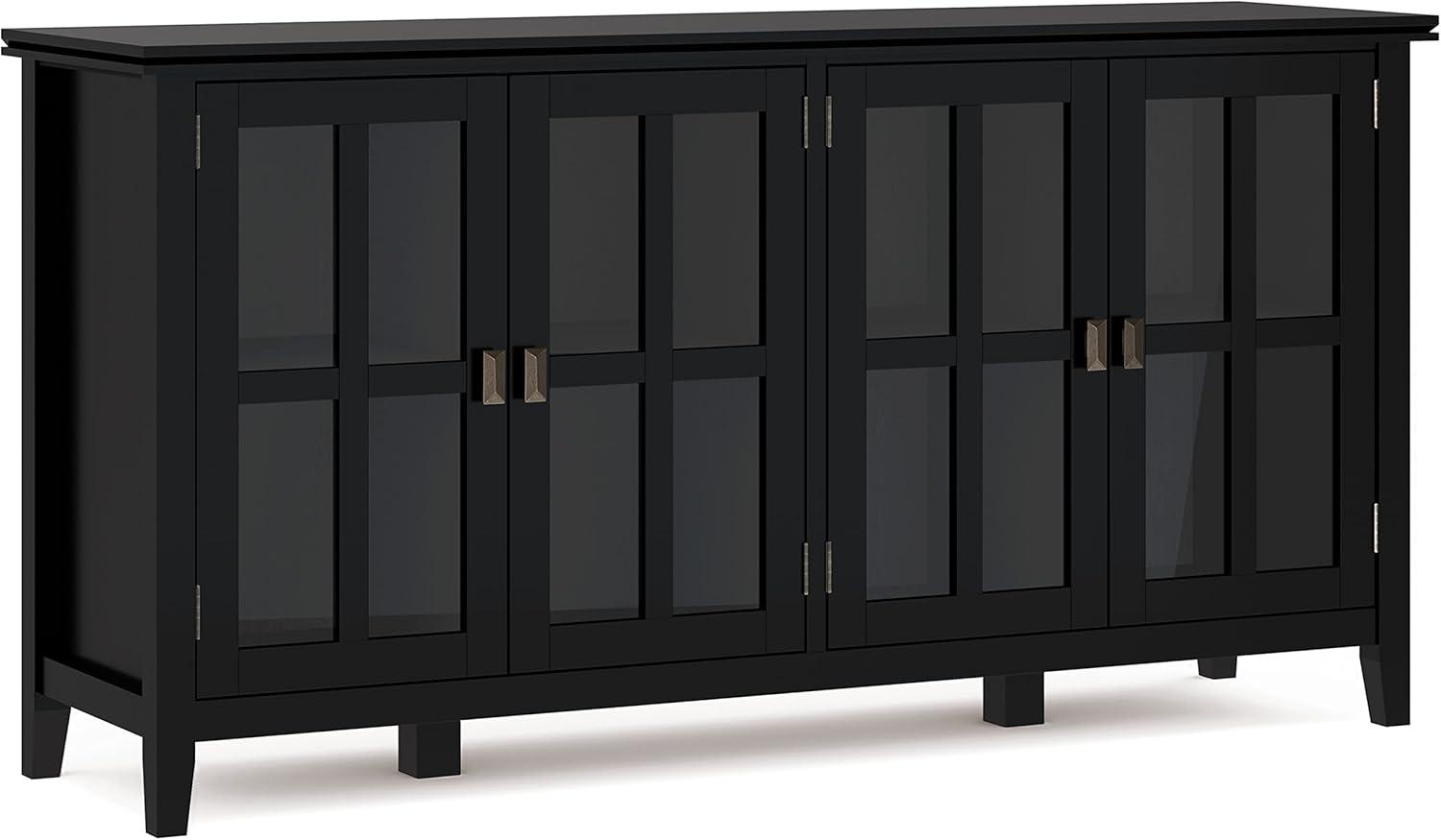 Black Solid Wood 66'' Traditional Sideboard with Adjustable Shelving