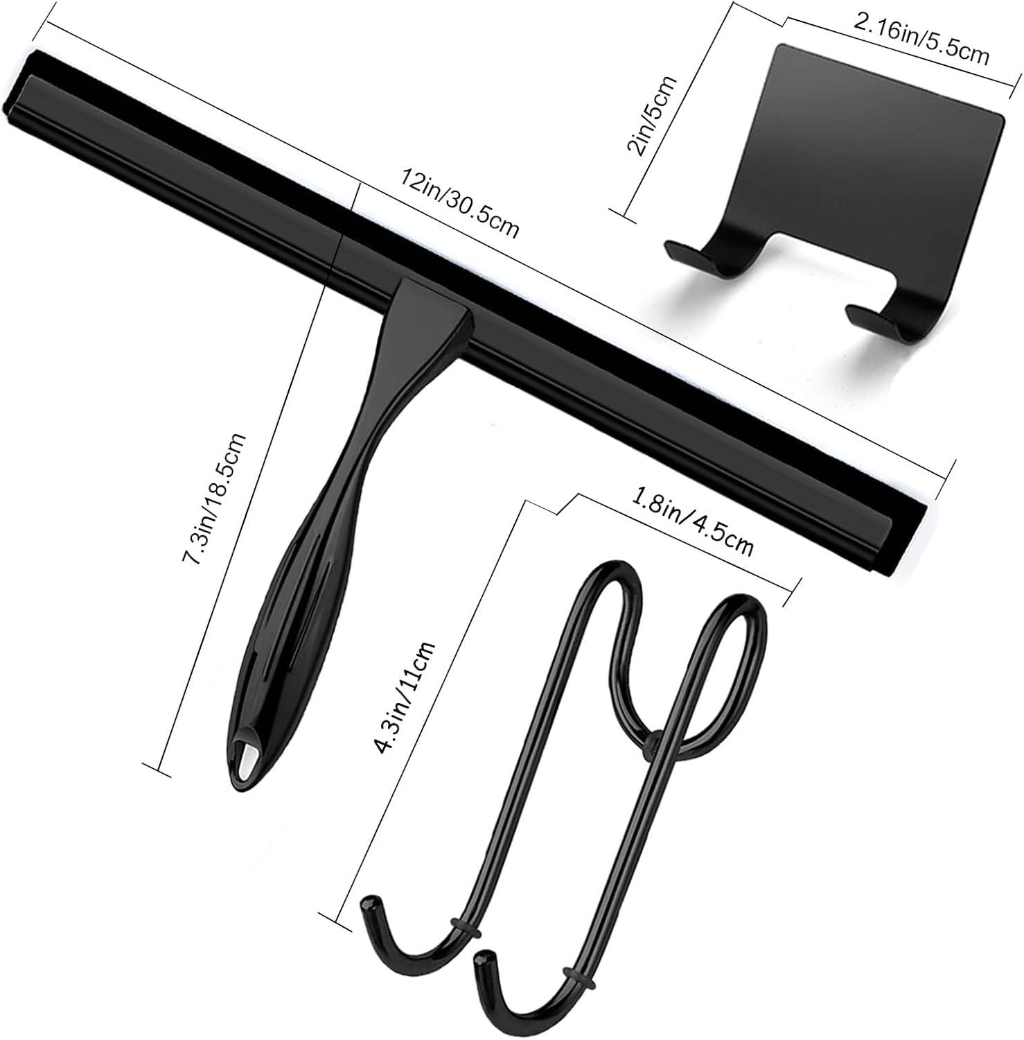 14'' Shower Squeegee, TOOVEM Squeegee for Shower Glass Door for Glass Doors, Windows, Bathroom, Car Windshield, Black