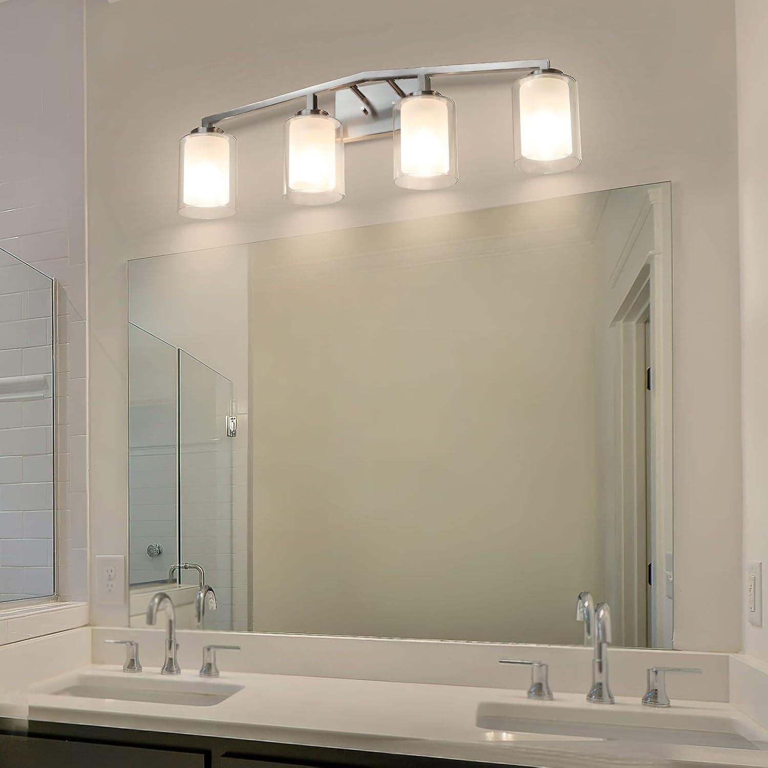 Brushed Nickel 4-Light Modern Dimmable Vanity Fixture