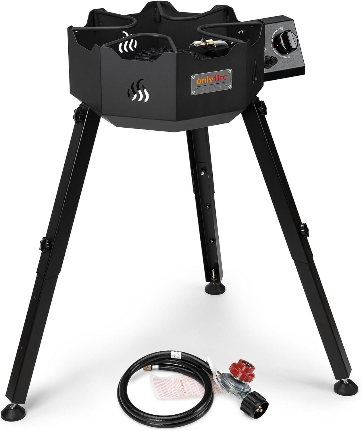 Black Portable Propane Single Burner Grill with Adjustable Legs