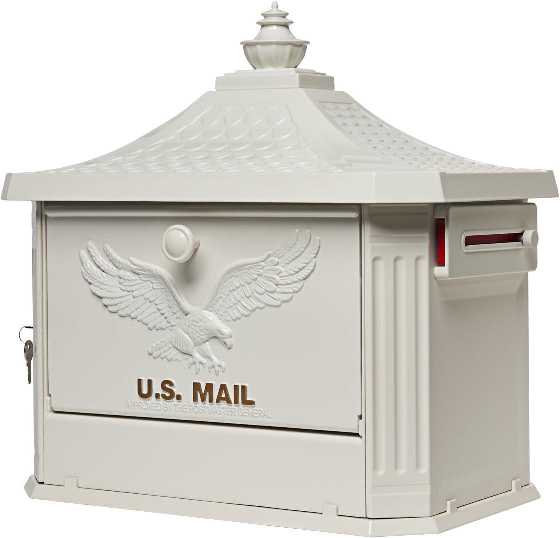 Large White Cast Aluminum Locking Pedestal Mailbox