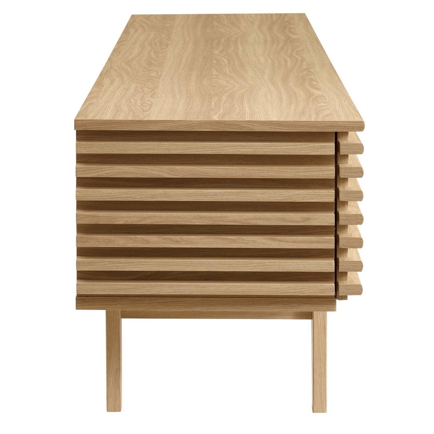Render TV Stand for TVs up to 80" Brown - Modway: Mid-Century Modern, Adjustable Shelves, Cable Management