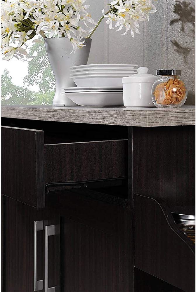 Kitchen Island Spice Rack & Towel Rack-Chocolate-Grey