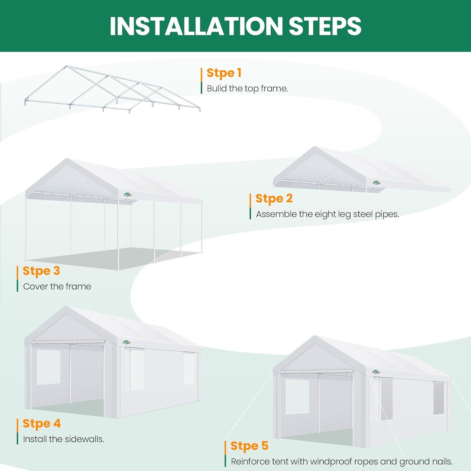 12 Ft. W x 20 Ft. D Steel Carport