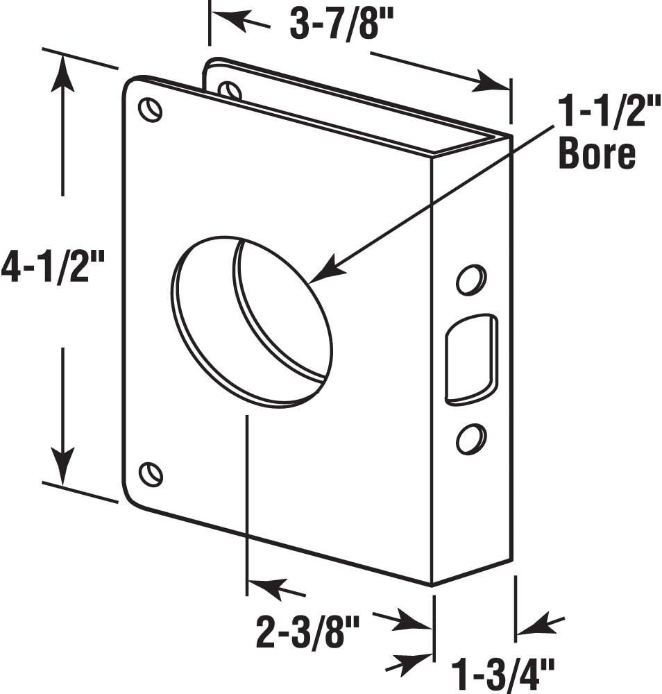 Brass-Plated Door Reinforcer for 1-3/4 Inch Thick Doors