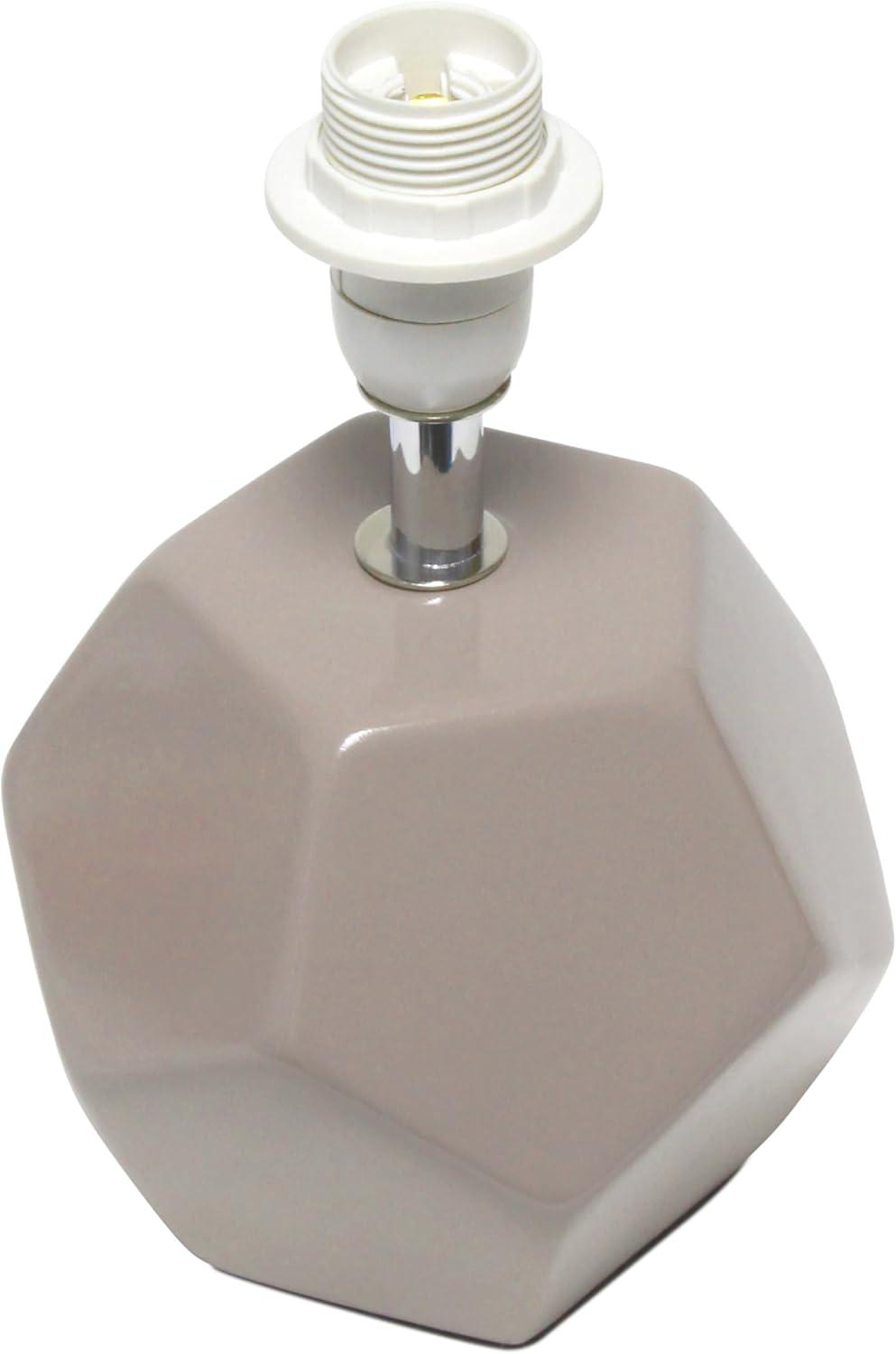 Simple Designs Round Prism Mini Table Lamp with Matching Fabric Shade Gray