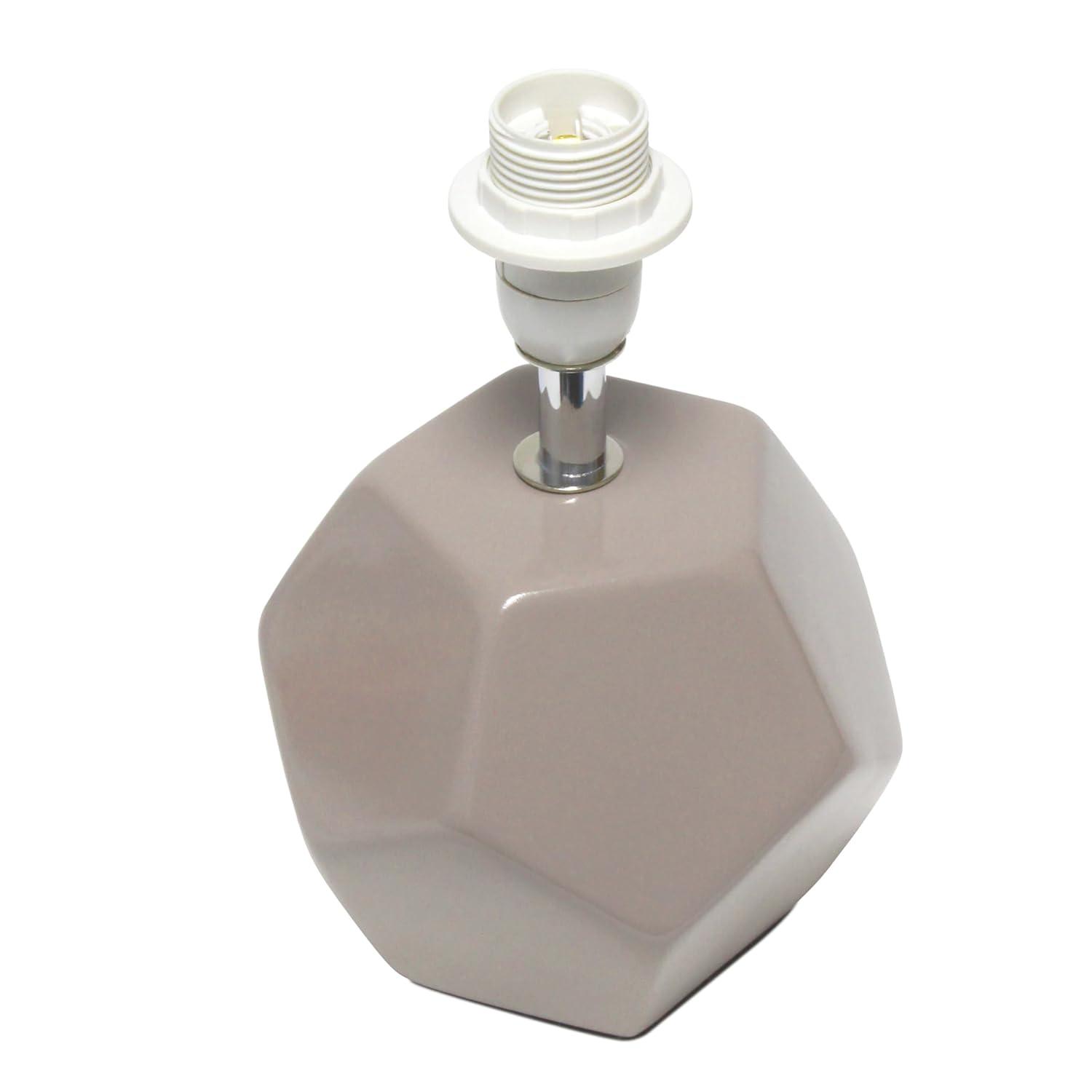 Simple Designs Round Prism Mini Table Lamp with Matching Fabric Shade Gray