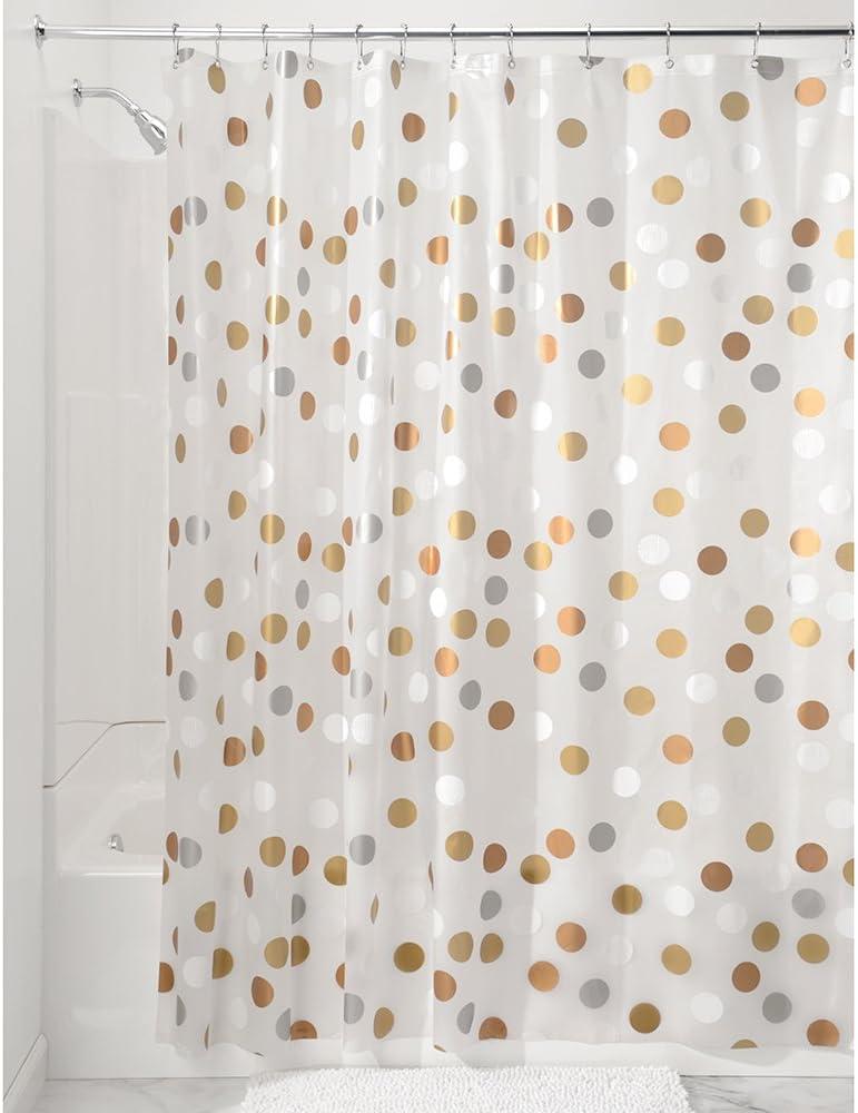 Metallic Gilly Dot PEVA Shower Curtain with Liner, 72" x 72"