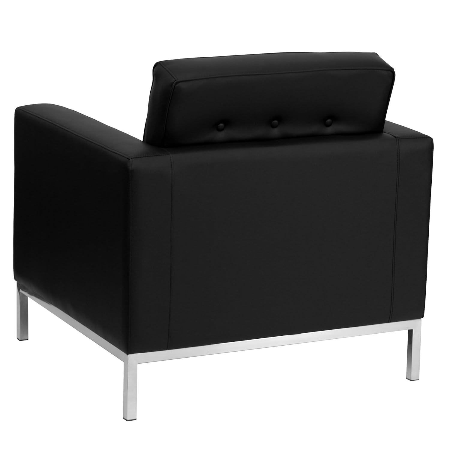 Flash Furniture HERCULES Lacey Series Contemporary Black LeatherSoft Chair with Stainless Steel Frame