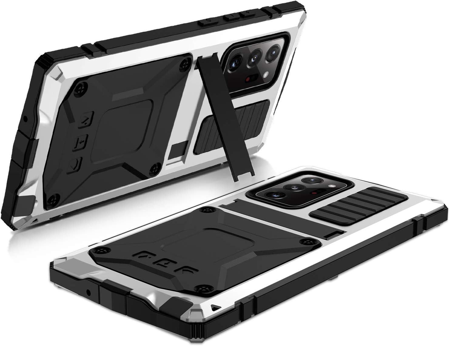 CHENXI for Samsung Galaxy Note 20 Ultra Case, Aluminum Metal Gorilla Glass Waterproof Shockproof Military Heavy Duty Sturdy Protector Cover Hard Case for Samsung Galaxy Note 20 Ultra (Silver)