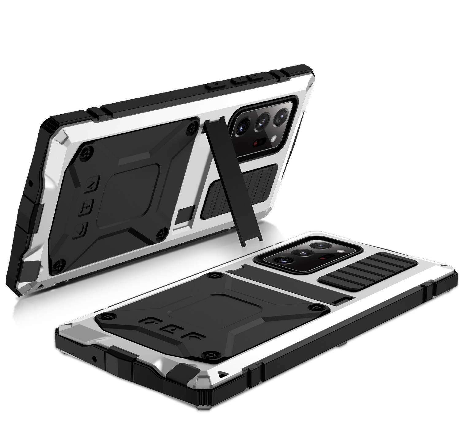 CHENXI for Samsung Galaxy Note 20 Ultra Case, Aluminum Metal Gorilla Glass Waterproof Shockproof Military Heavy Duty Sturdy Protector Cover Hard Case for Samsung Galaxy Note 20 Ultra (Silver)