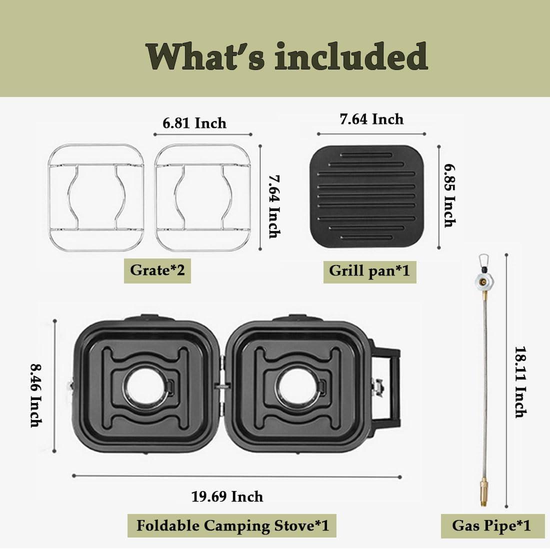 Naturehike 2-in-1 Gas Camping Stove, Frying Pan, Stove with Adjustable Burners, 88.18 oz, Carrying Handle, Portable, Iron SkilletPerfect for Camping & Hiking, Emergency Cooking Stove, Christmas party