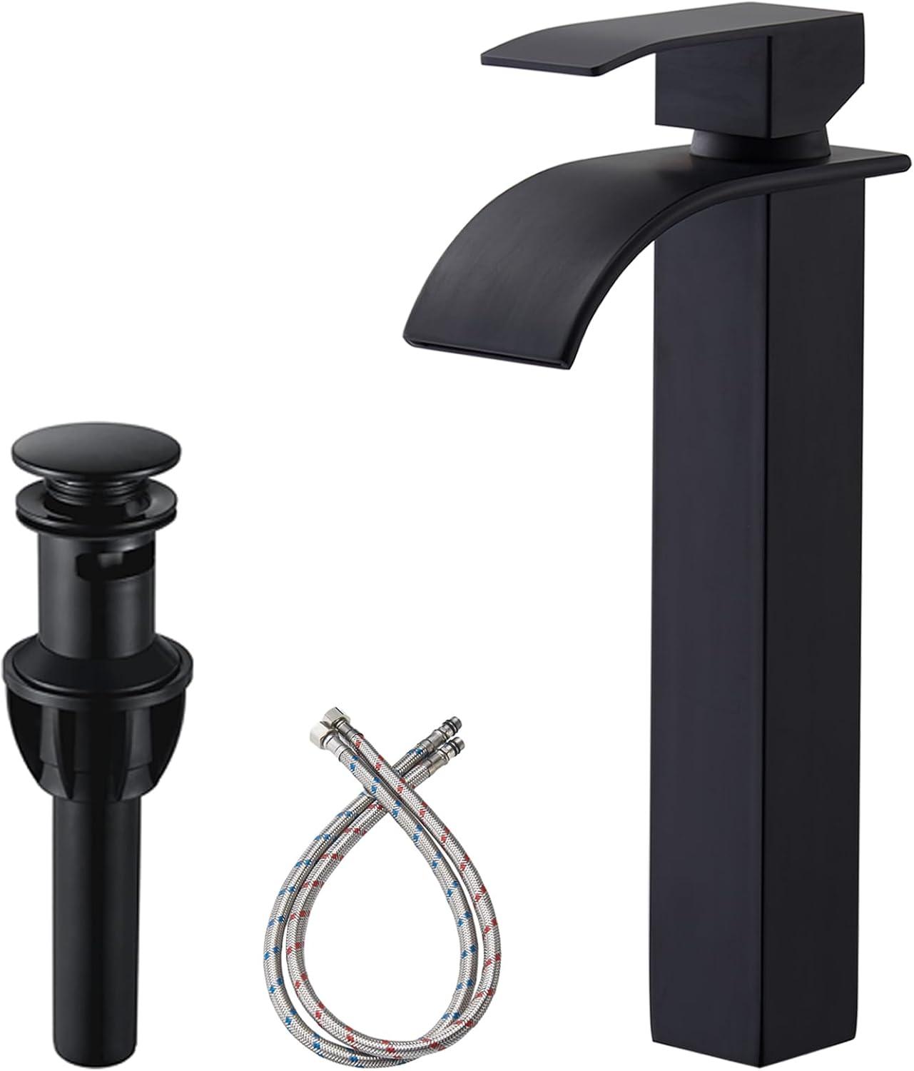 Matte Black Stainless Steel Single Handle Vessel Sink Faucet