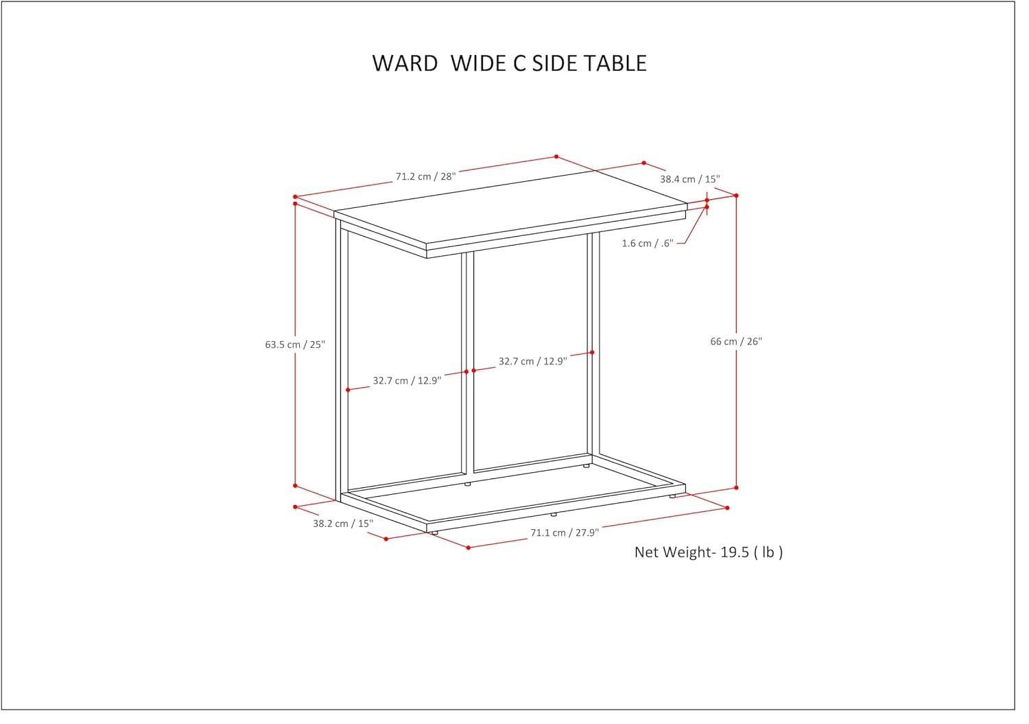 Ward 28"W SOLID MANGO WOOD and Metal Square Industrial C Side Table in Warm Gray