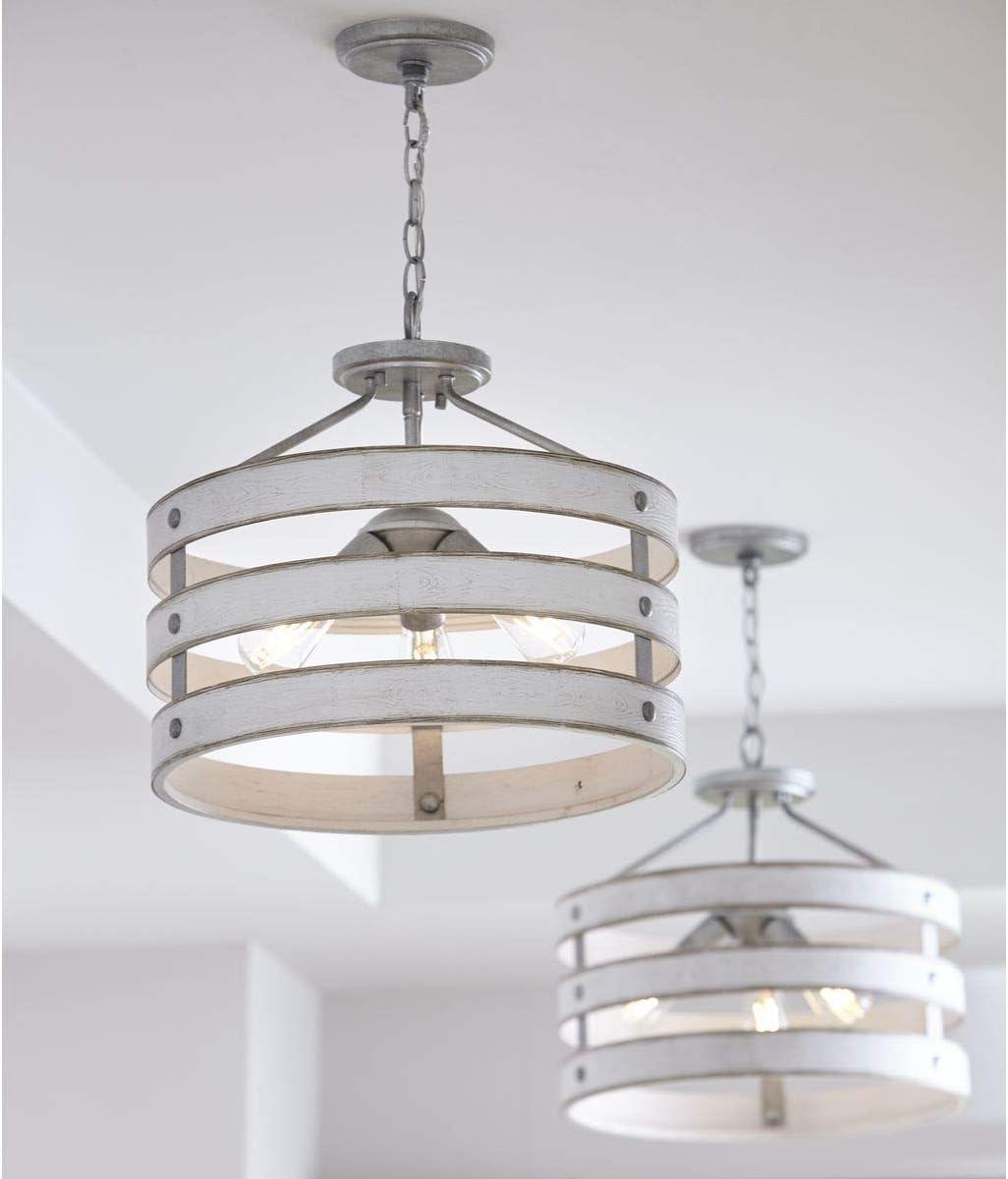 Progress Lighting Gulliver 3-Light Semi-Flush Convertible Ceiling Light, Galvanized Finish, Open Design