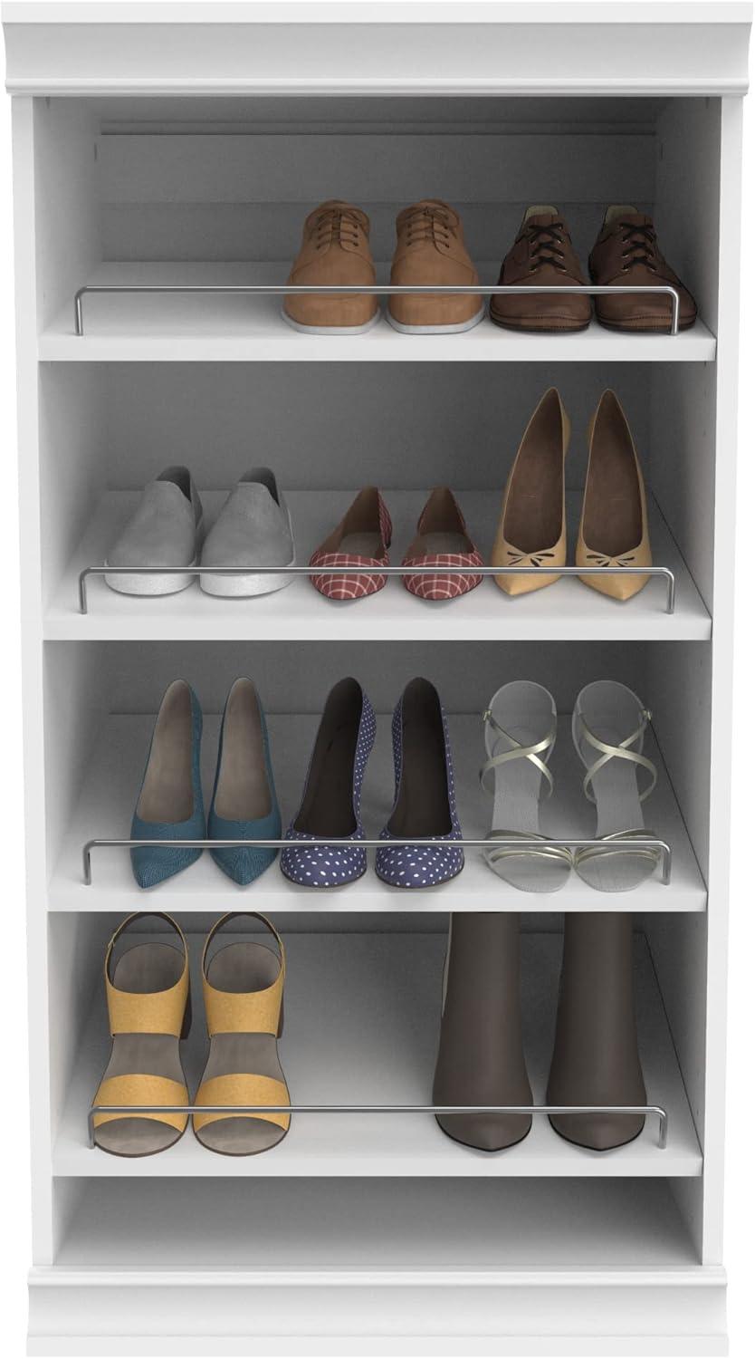 White Stackable Wood and Metal Shoe Shelf Unit