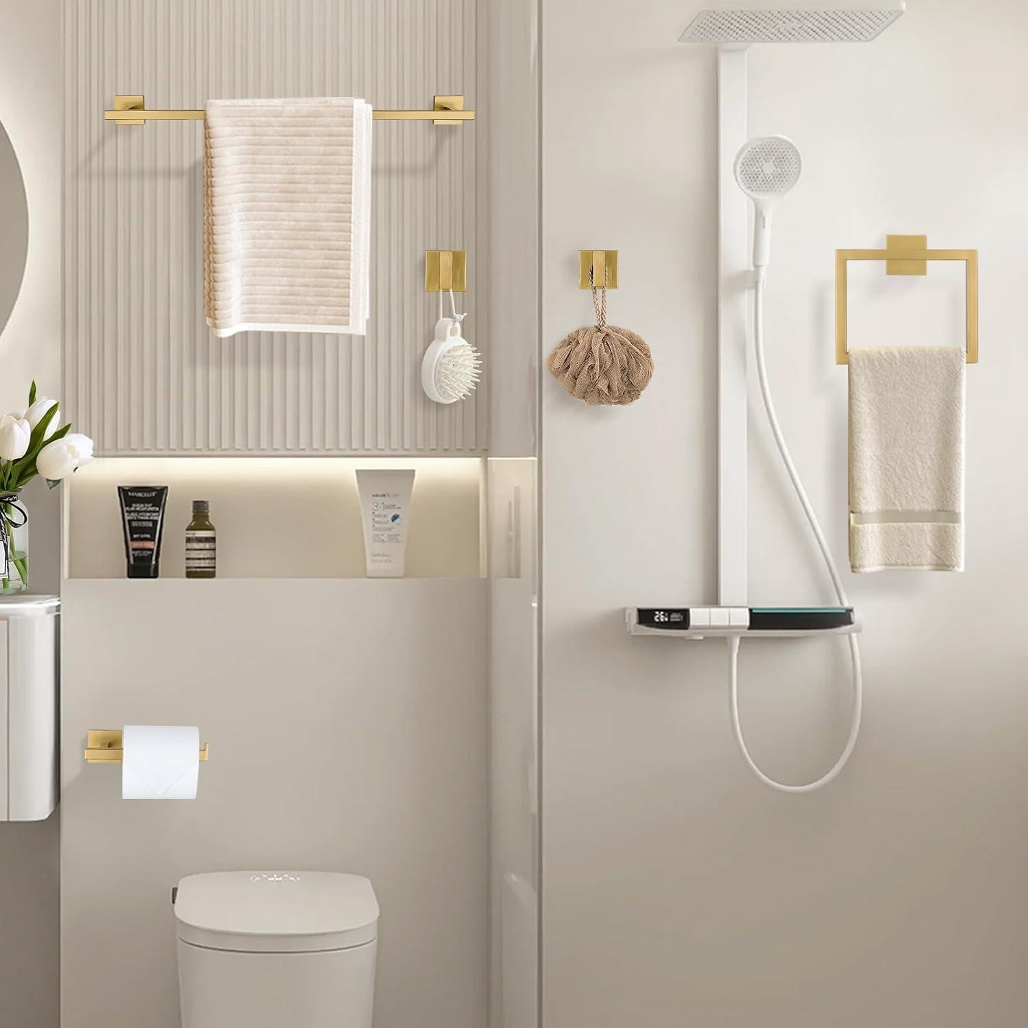 SHANRUGUOJI 5 Pieces Bathroom Hardware Accessories Set Towel Bar Set Wall Mounted,Stainless Steel XJ1-W121963548