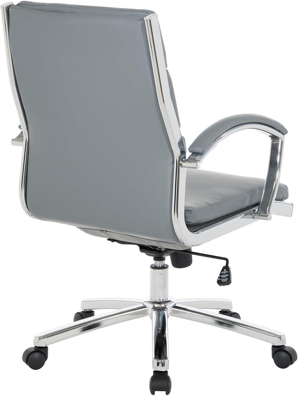 Mid Back Executive Charcoal Gray Faux Leather Chair