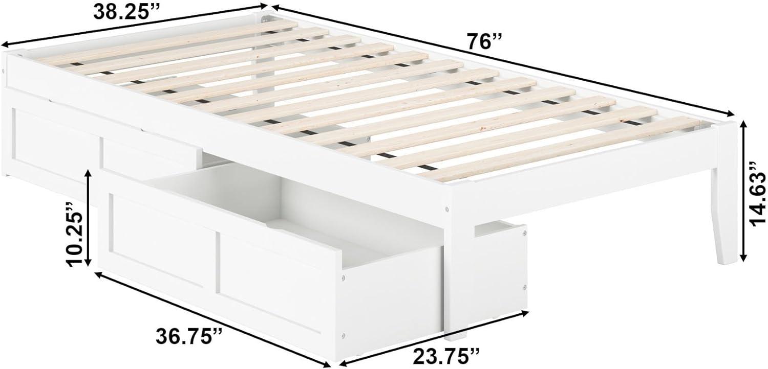 Queen Colorado Bed with USB Turbo Charger and 2 XL Drawers White - AFI: Mid-Century Modern, No Box Spring Needed
