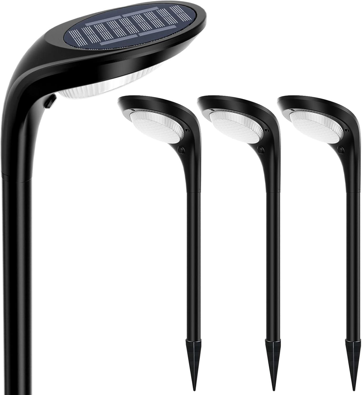 JSOT 4 Pack Solar Pathway Lights, Solar Garden Lights for Walkway, Driveway, Yard, White Light & Warm Light