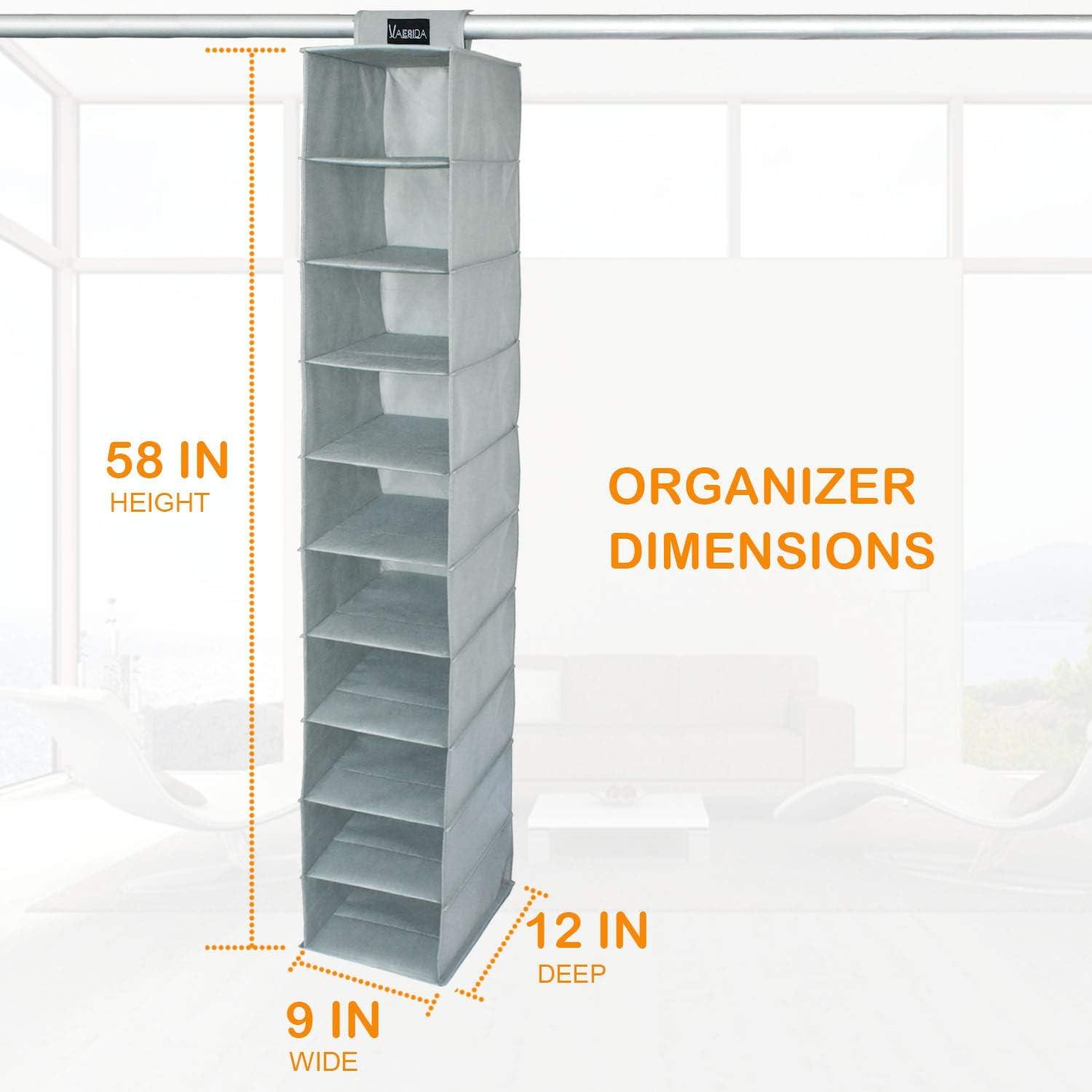 DanceeMangoos 10 Shelf Hat Rack Hanging Closet/Organizer for Storage - Best Baseball Cap Holder, Gray