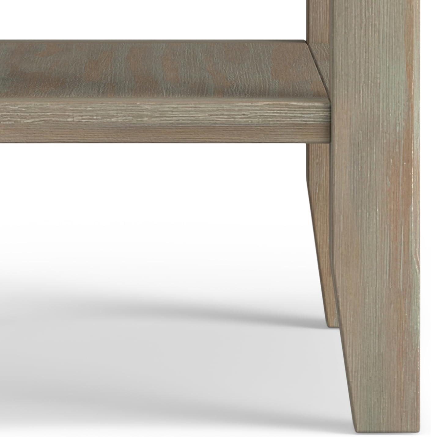 Simpli Home Acadian Wood 14" Rectangle Transitional Narrow Side Table in Gray