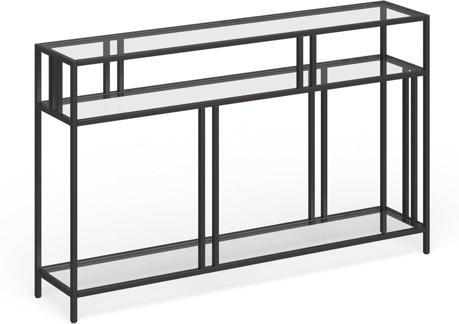 Henn&Hart 48" Blackened Bronze Metal/Glass Console Table