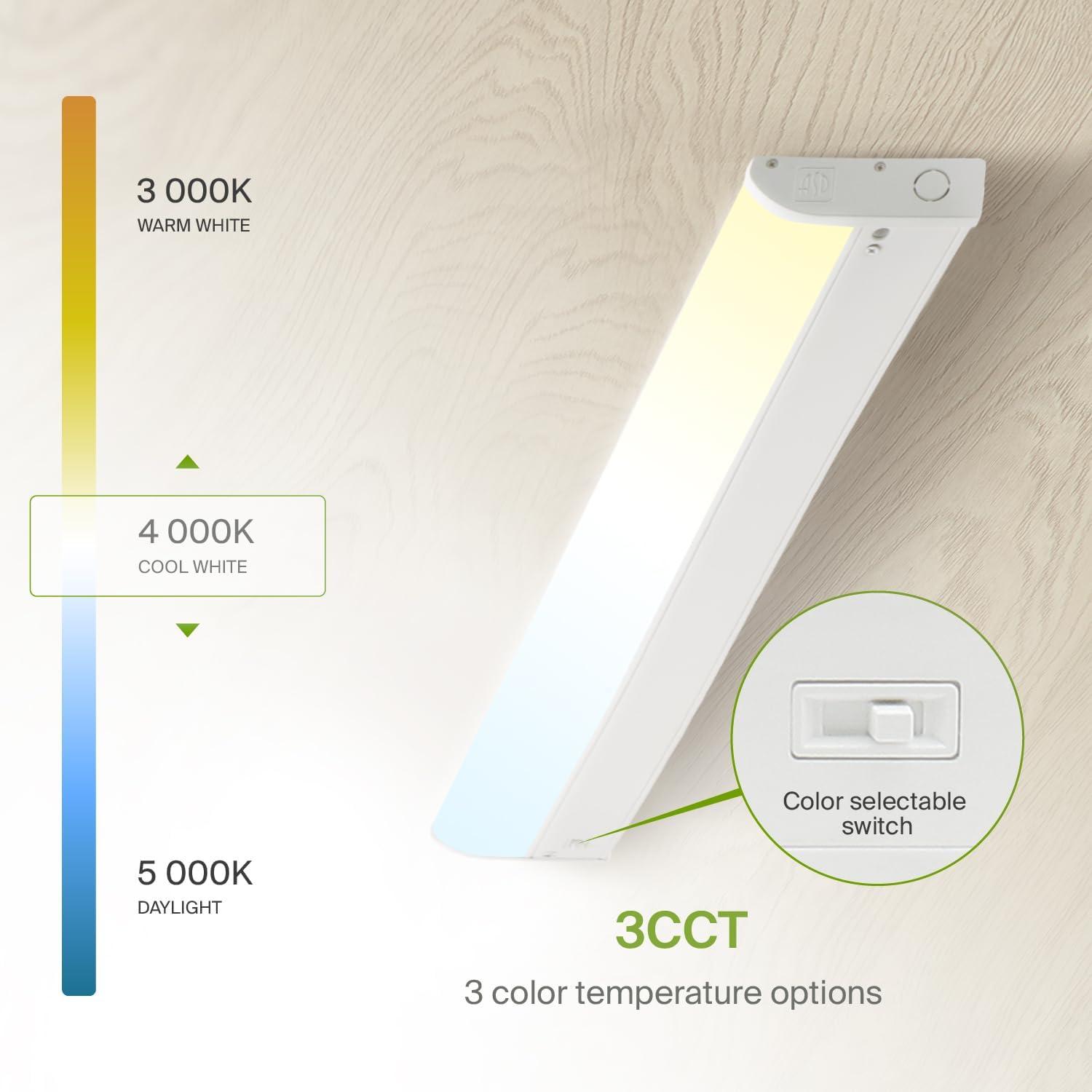 ASD LED Under Cabinet Lighting, 48 inch 24W 1758 LM, Dimmable Hardwired Under Cabinet Lights for Kitchen, 3000K Soft/4000K Cool/5000K Daylight, Under Counter Light Fixtures, ETL Energy Star White