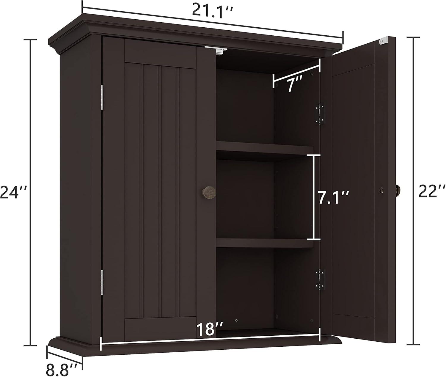 ChooChoo Bathroom Wall Cabinet, Over The Toilet Space Saver, Medicine Cabinet with 2 Doors and Adjustable Shelves