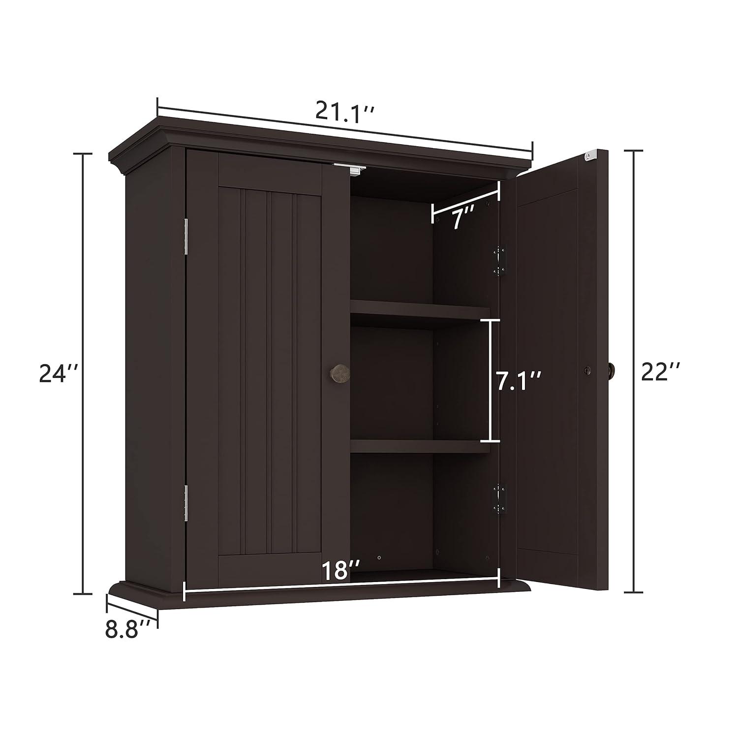 ChooChoo Bathroom Wall Cabinet, Over The Toilet Space Saver, Medicine Cabinet with 2 Doors and Adjustable Shelves