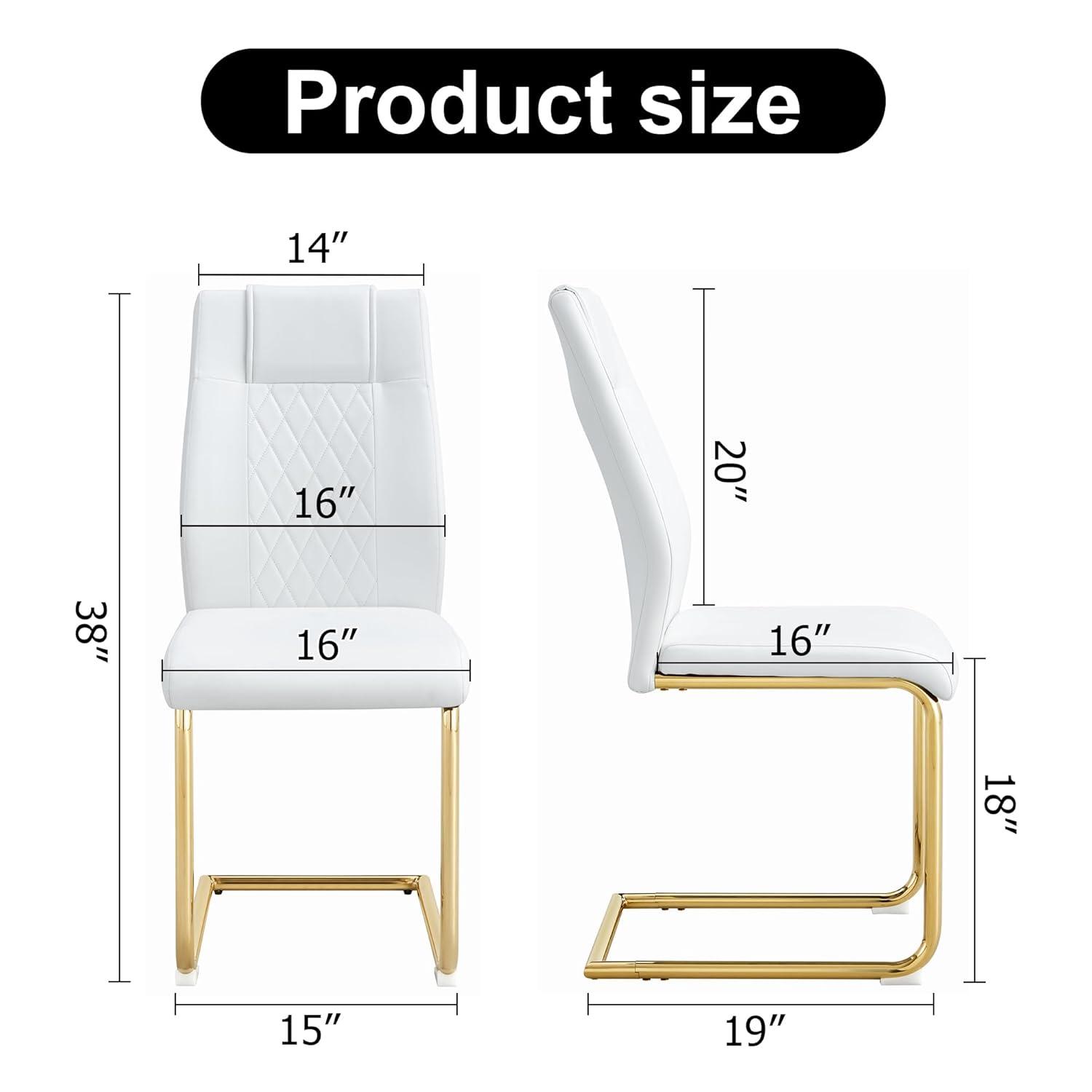 Ecarpat Dining Chairs Set of 4 with Golden Leg, Artificial Leather, for Kitchens Living Rooms and Offices