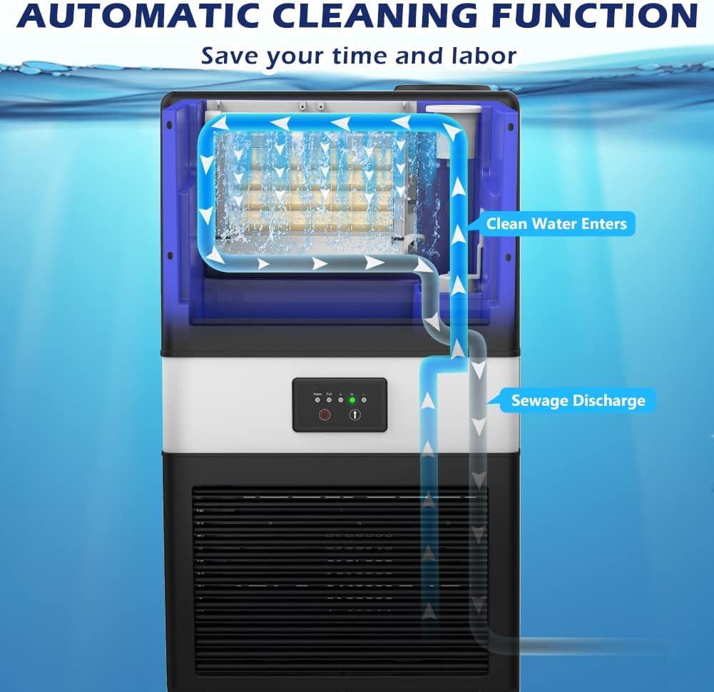 Commercial Ice Maker Machine, 70 LBS/24H Under Counter Large Ice Machine w/ 10 LBS Capacity Ice Storage Bin, 2 Water Inlet Modes, Freestanding & Built in Ice Maker for Bar/Home/Office/Shop, White
