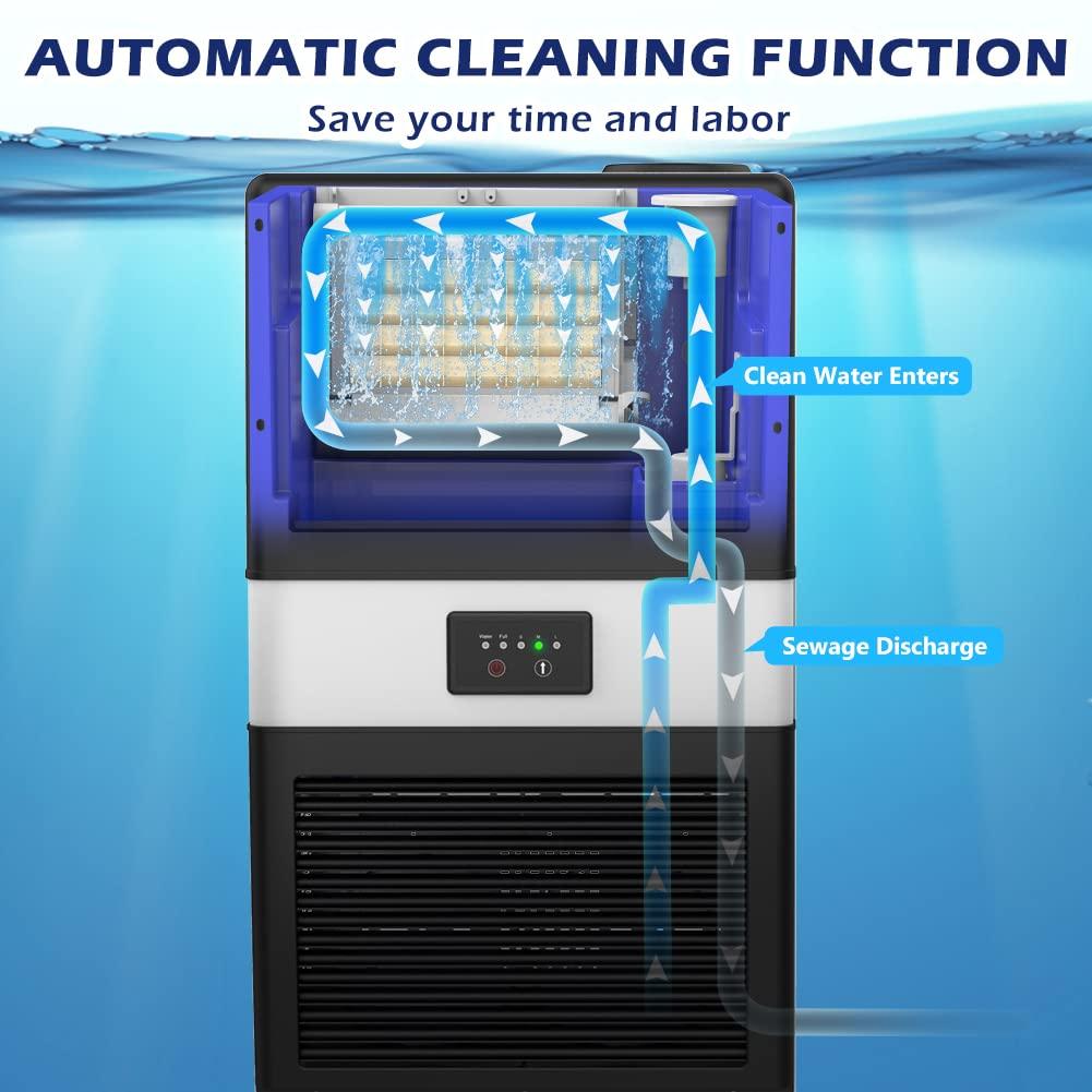 Commercial Ice Maker Machine, 70 LBS/24H Under Counter Large Ice Machine w/ 10 LBS Capacity Ice Storage Bin, 2 Water Inlet Modes, Freestanding & Built in Ice Maker for Bar/Home/Office/Shop, White