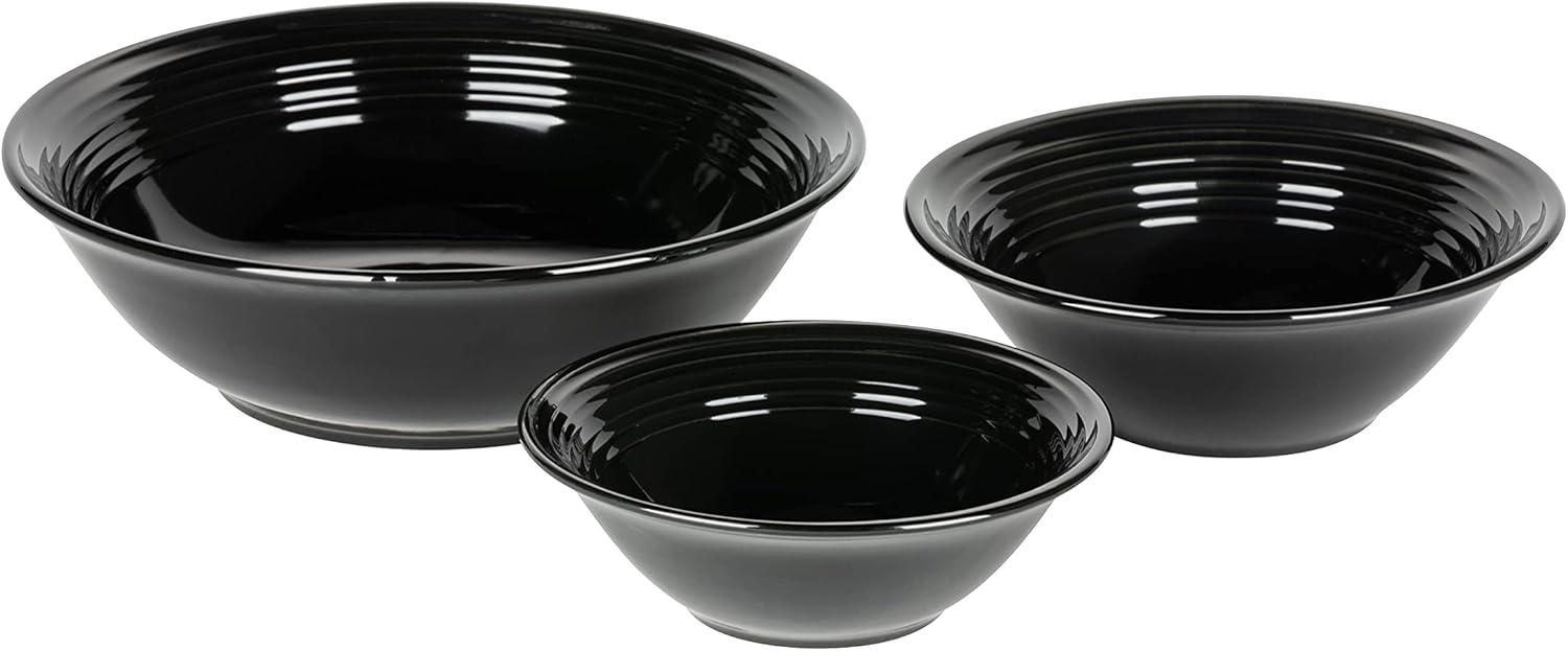 10 Strawberry Street Nova Black Round 62-Piece Stoneware Dinnerware Set, Service for 6