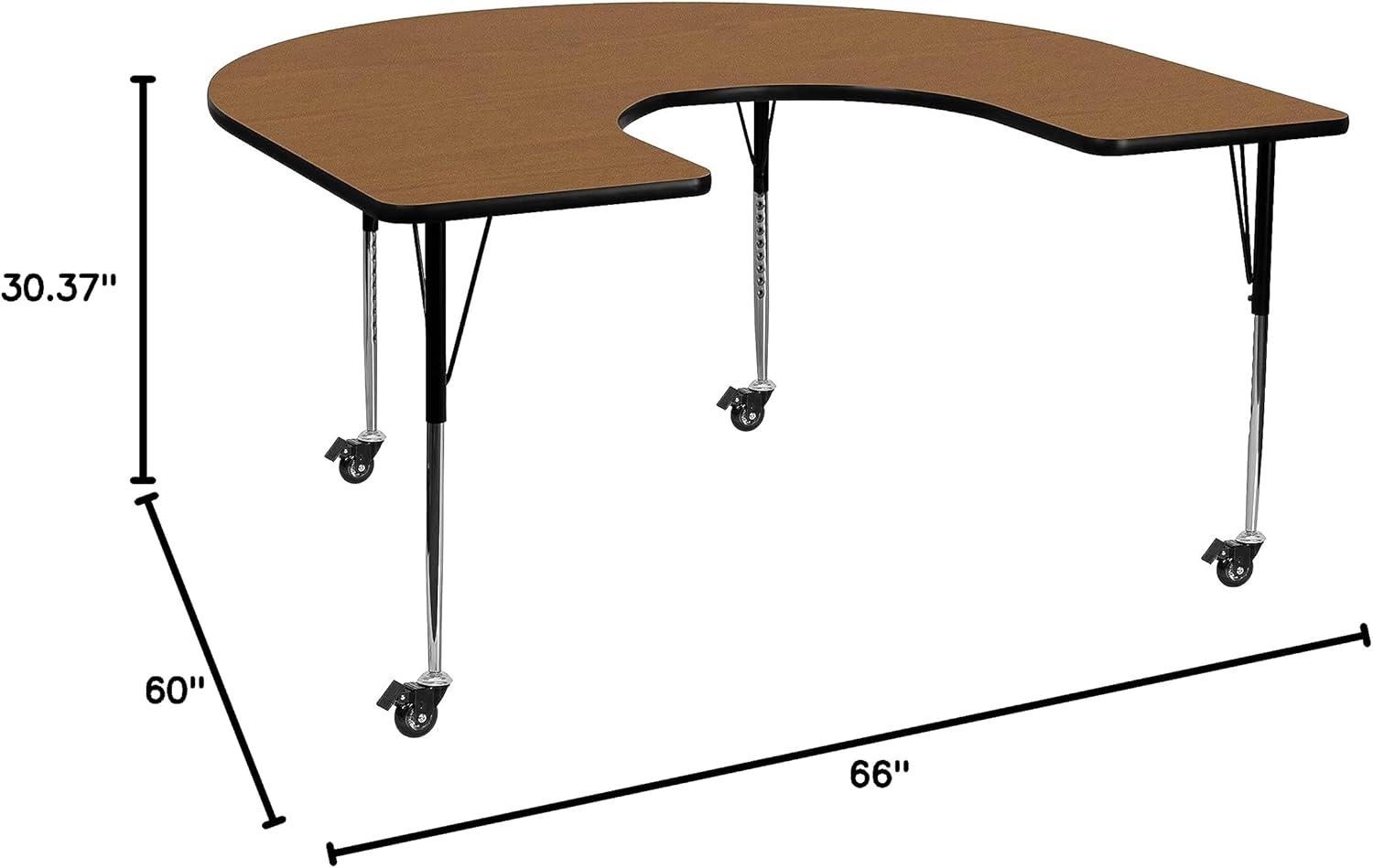 Flash Furniture Goddard 60''W x 66''L Horseshoe Thermal Laminate Activity Table - Adjustable Short Legs