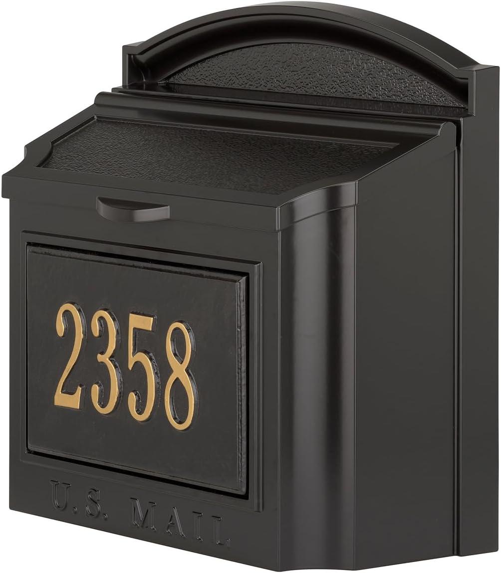 Large Black and Gold Lockable Aluminum Wall Mailbox