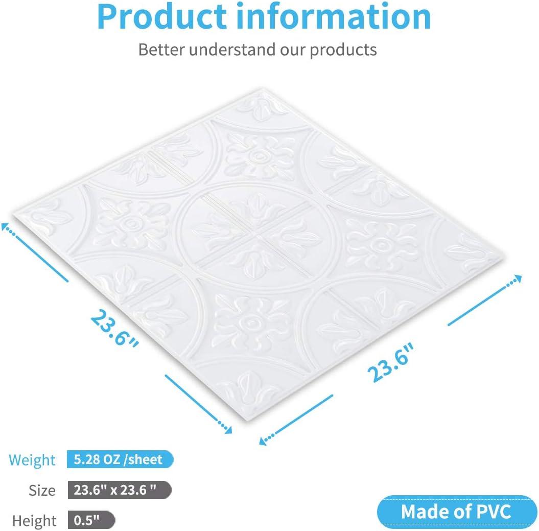 Art3d 12 (Pack Of 12) Wall Panel Traditional, White