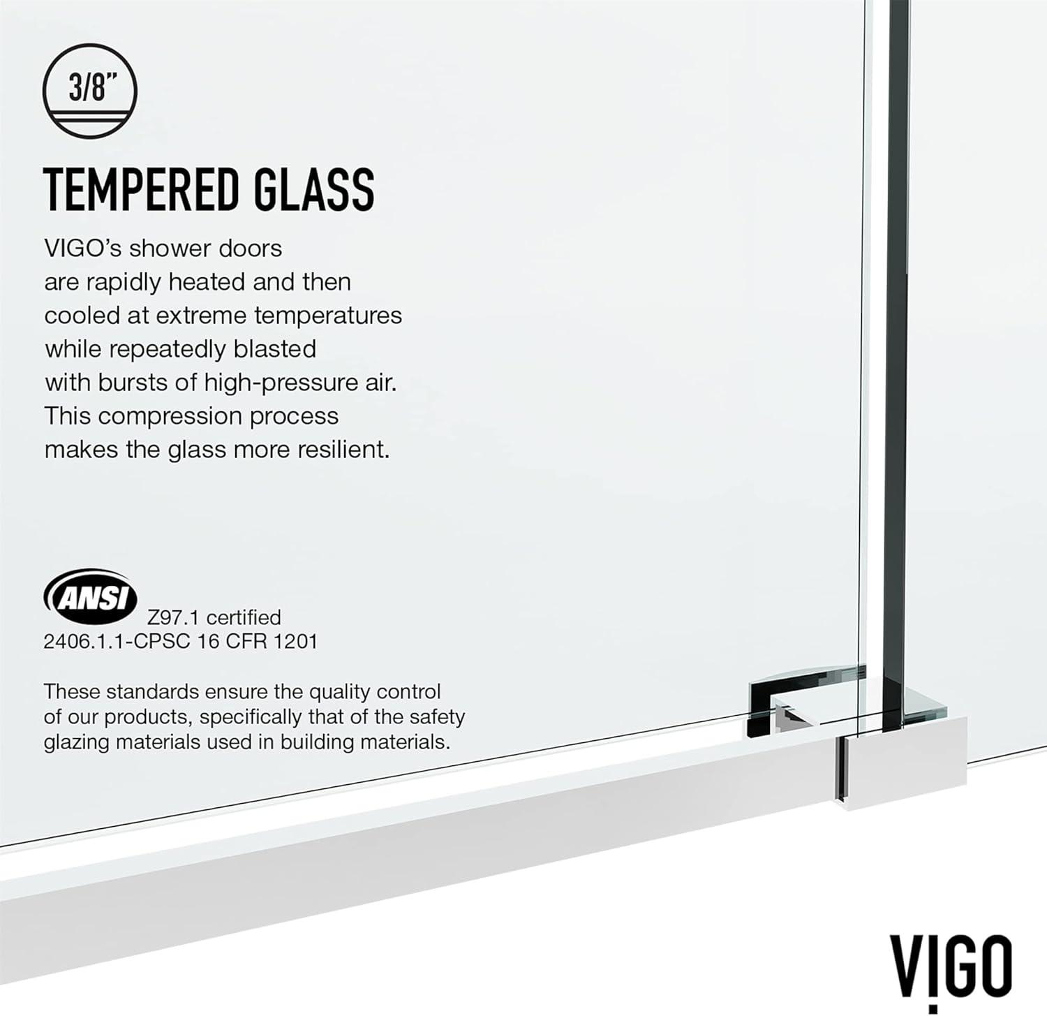 Elan Hart 56-60" W x 76" H Sliding Frameless Shower Door with 3/8" Clear Glass