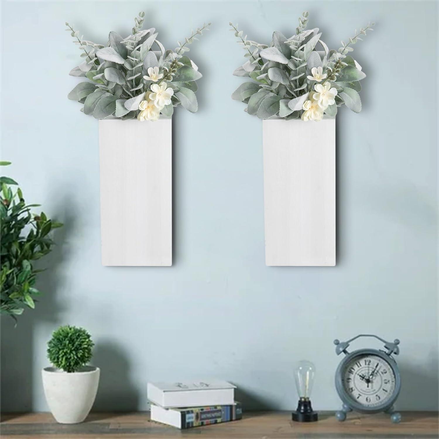 Wall Planters for Indoor Plants Modern Farmhouse Wooden Pocket Wall Vases for Dried Flowers and Faux Plants 4 Pack