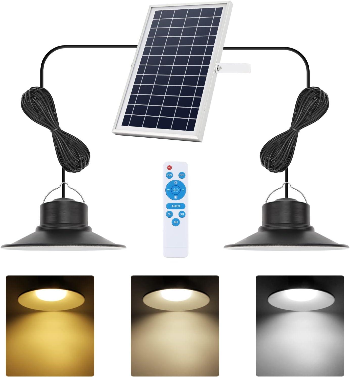 Black Aluminum LED Solar Pendant Light with Remote Control