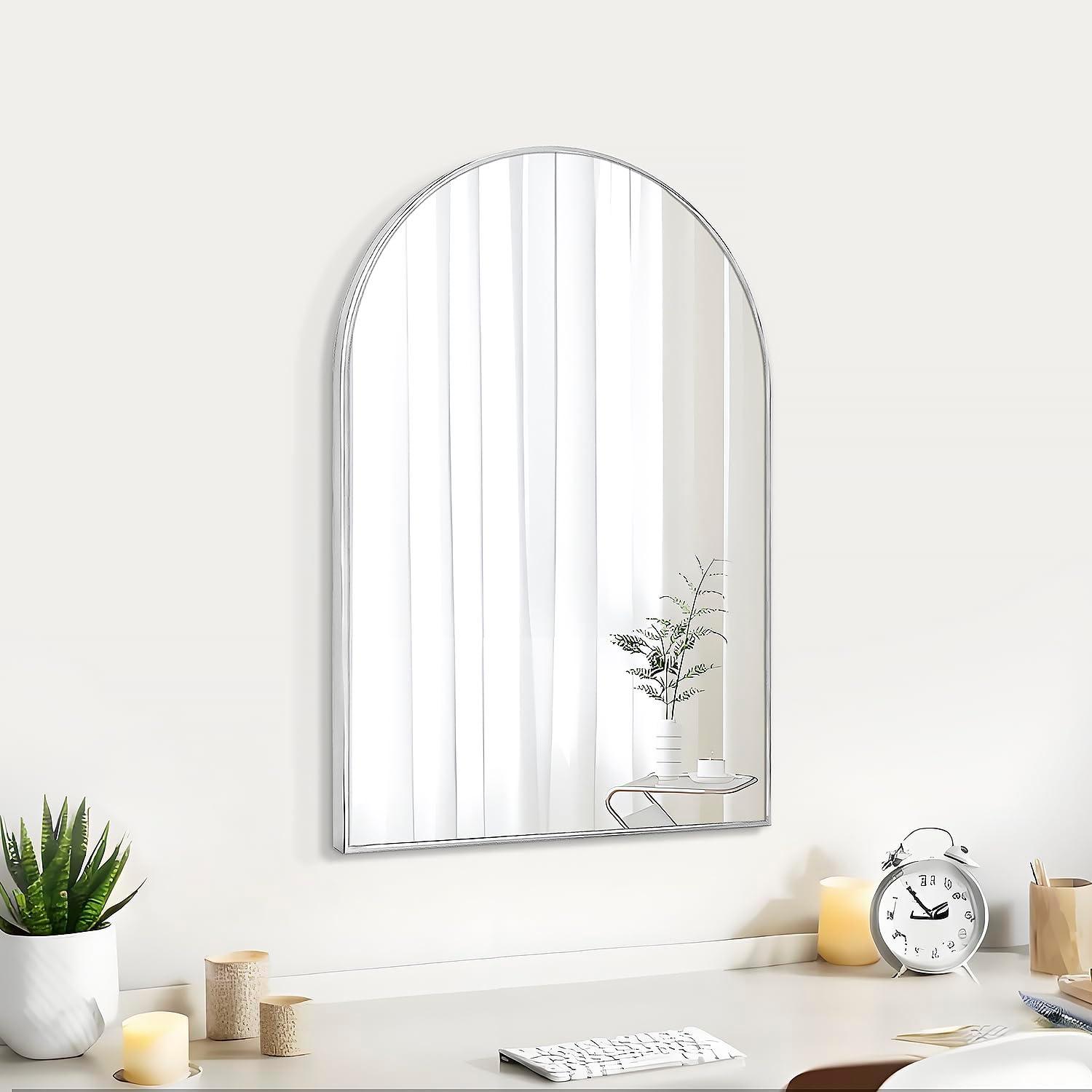Luxhomez 36" x 24" Arch Wall Mirror for Vanity/ Bathroom, Metal Bathroom Mirror with Waterproof Aluminum Alloy Frame, Gold