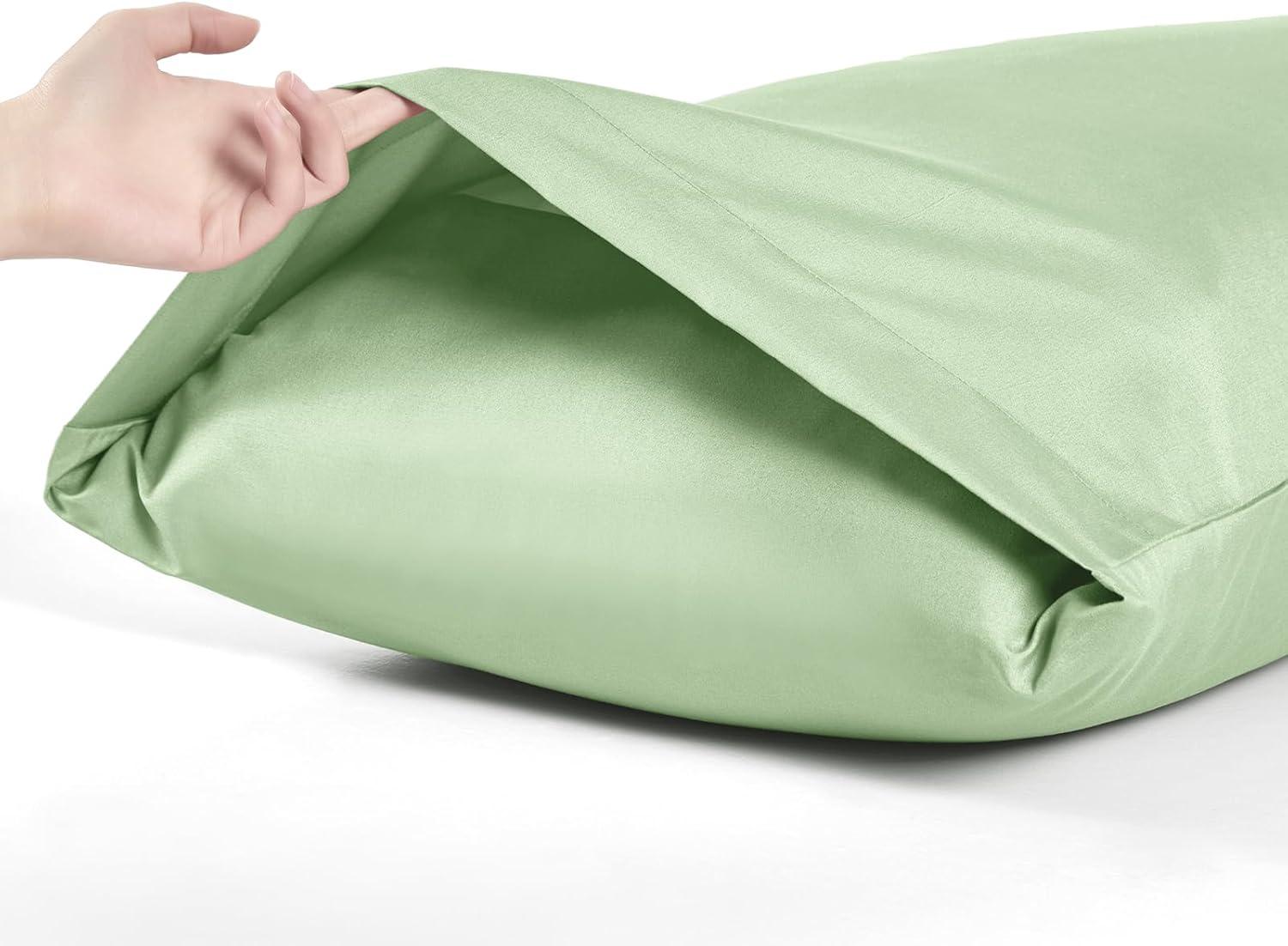 Unique Bargains Breathable Envelope Closure Polyester Pillowcase (2 Count) Green Queen