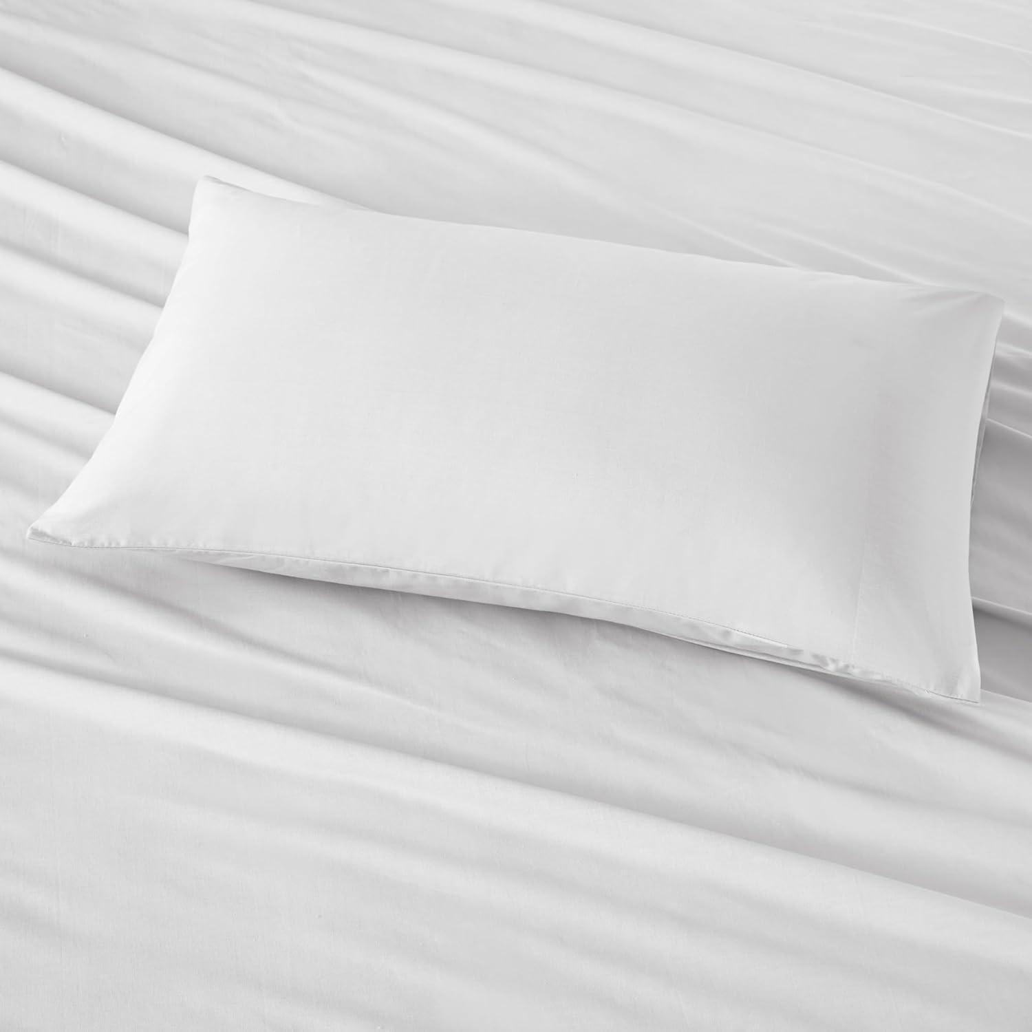 Comfort Spaces 100% Cotton Sheet Set Breathable, Lightweight, Soft with 12" Elastic Pocket Fits up to 14" Mattress, All Season Cozy Bedding, Matching Pillow Case, Twin XL White 3 Piece