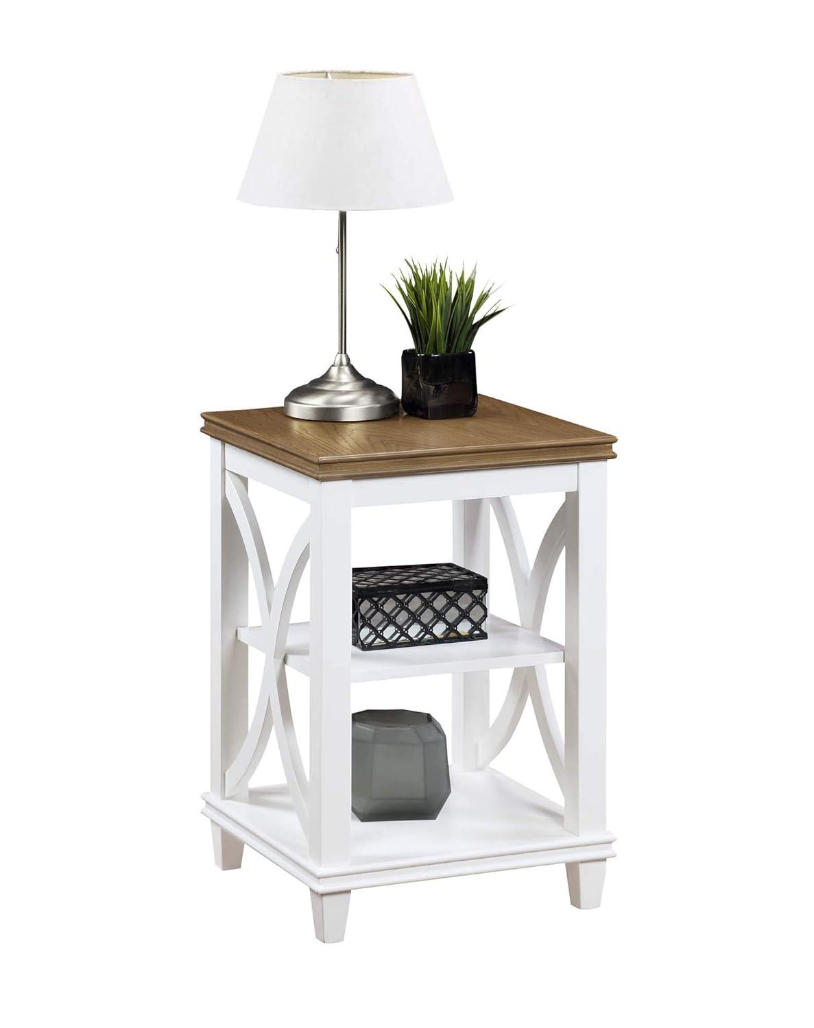 Convenience Concepts Florence End Table in White and Brown Wood Finish