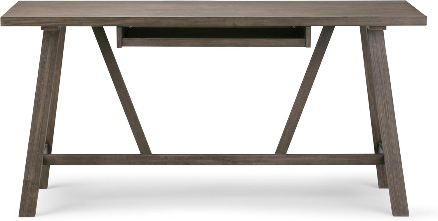 Simpli Home Dylan Solid Wood Industrial 60 " Writing Office Desk in Driftwood