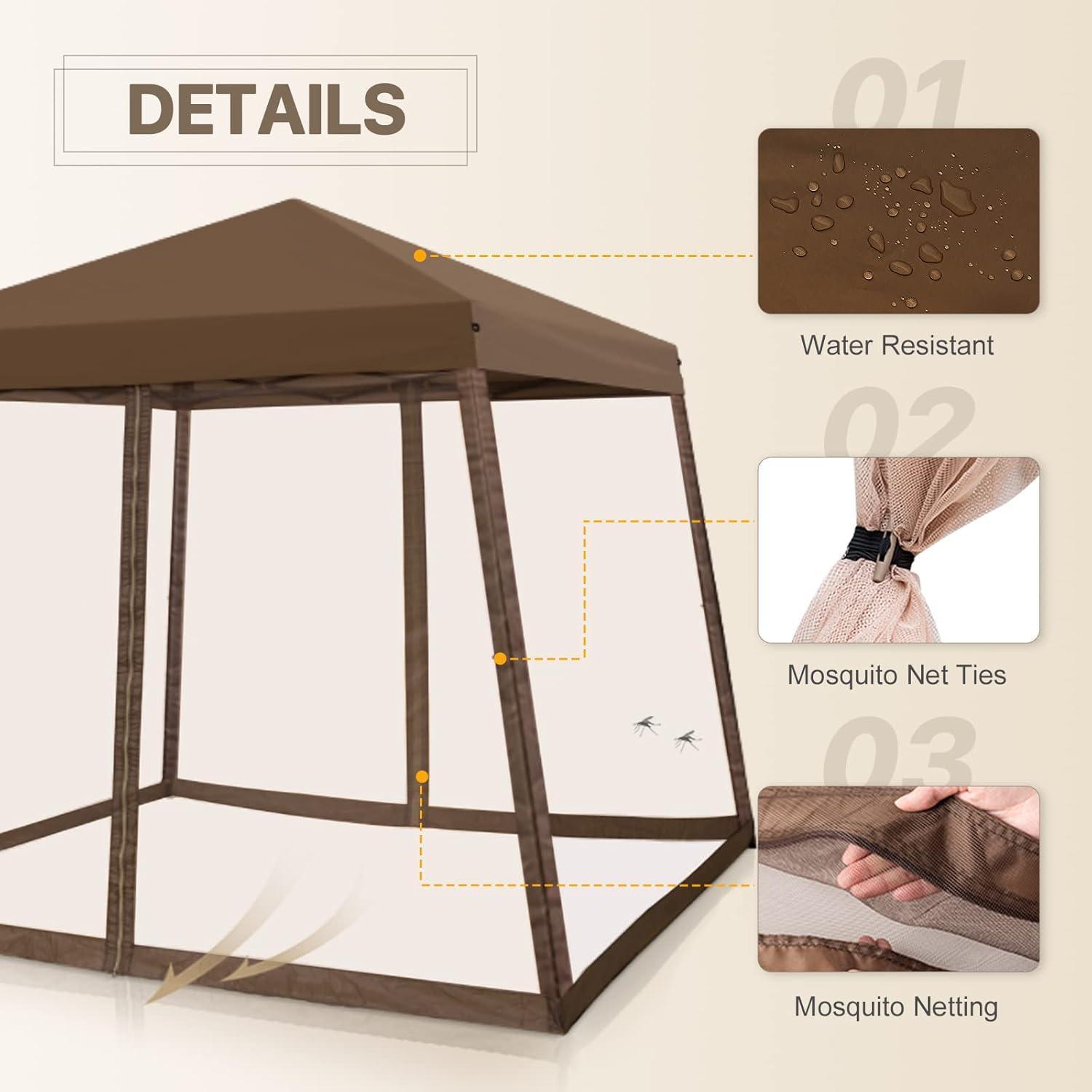 COOS BAY 10 Ft. W X 10 Ft. D Steel Pop Up Slant Leg Patio Gazebo With Netting