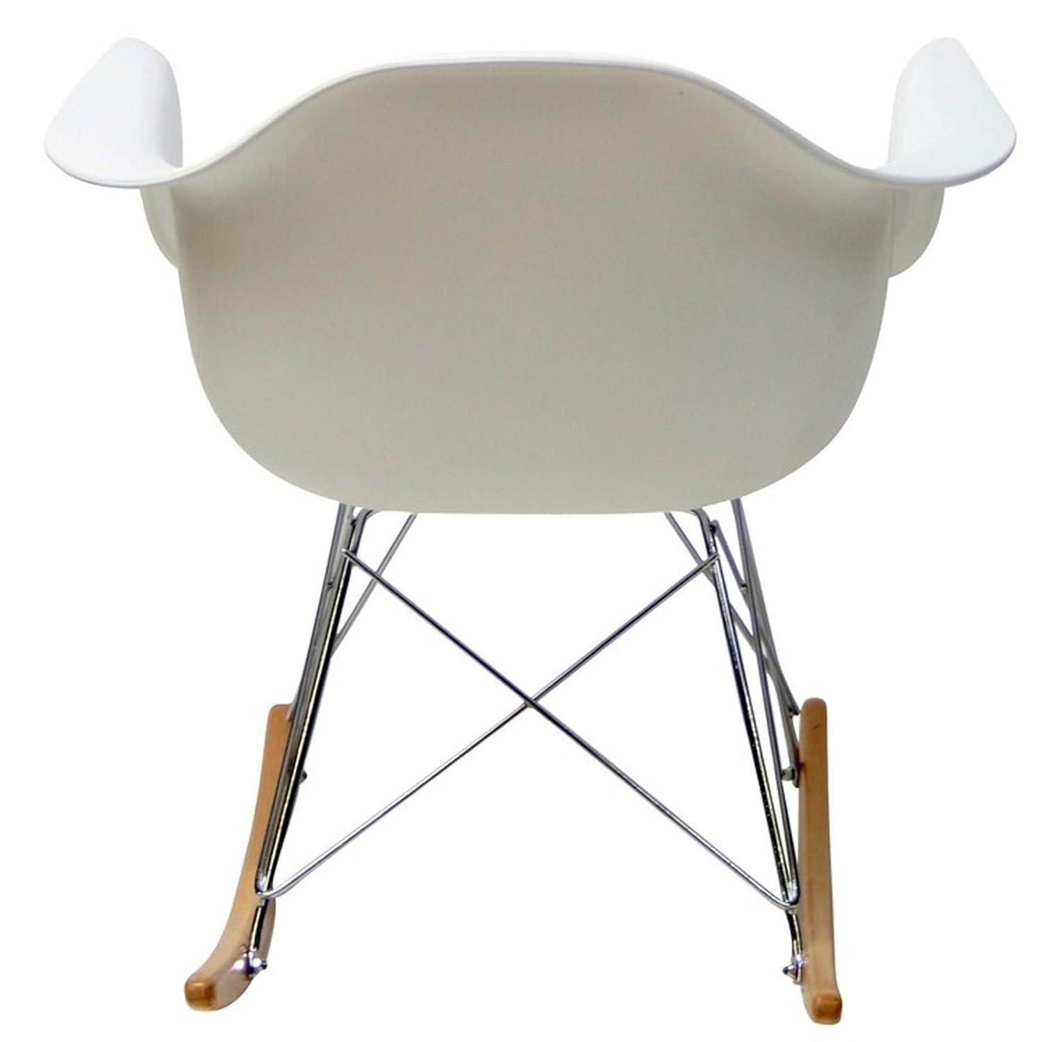 LeCeleBee -Century Modern Molded Plastic Kid's Size Lounge Chair Rocker in White